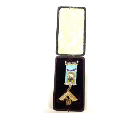 Boxed hallmarked silver and enamel lodge jewel,  Halas Abbey W Bro O G Williams, 2011,2013,2014 