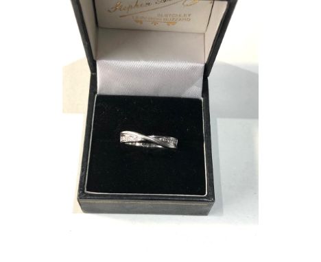 14ct white gold diamond crossover ring weight 3.2g 