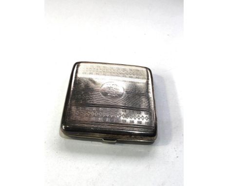 Engine turned silver cigarette case weight 100g 