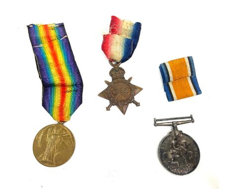 WW1 1914-1915 medal trio and ribbons named 107019 Driver R Hales RFA - RA 