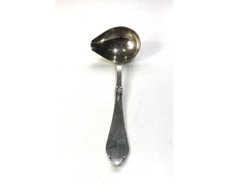 Antique silver continental sauce ladle measures approx  18cm by 7cm wide weight 56g 
