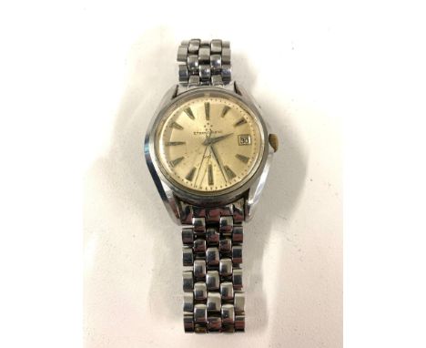 Vintage Eterna Matic KonTiki mens wristwatch, steel strap, watch winds and ticks but no warranty is given 