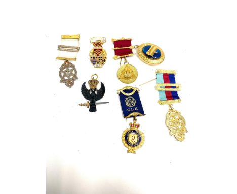 7 Masonic R A O B jewels, including Chapter jewel and Steward 