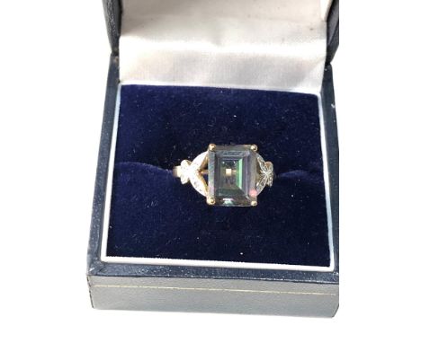 9ct gold diamond and gem set ring size j-k weight 3.1g 