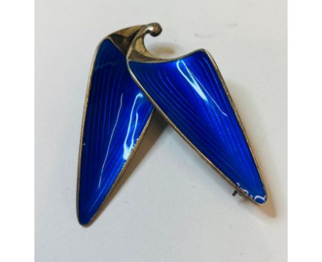 Scandinavian silver and enamel brooch good overall condition 