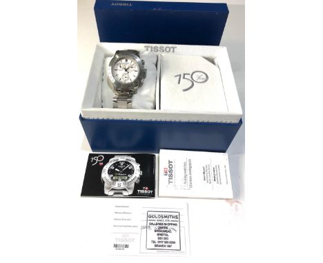 Boxed Tissot 1853 2003 gents wristwatch the watch is ticking but no warranty given looks in good condition box and booklets 
