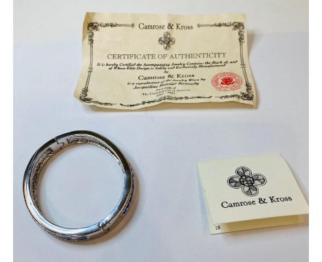 Camrose and Kross stone set bangle bracelet, certification of a reproduction of the jewellery worn by Jacqueline Bouvier Kenn