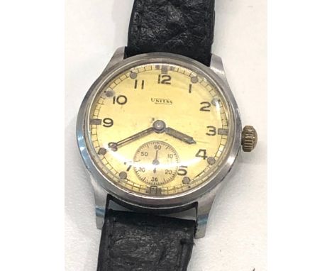 Vintage Unitas A T P Army trade pattern military issued WW2 mens watch, this is sold for spares and repairs only 