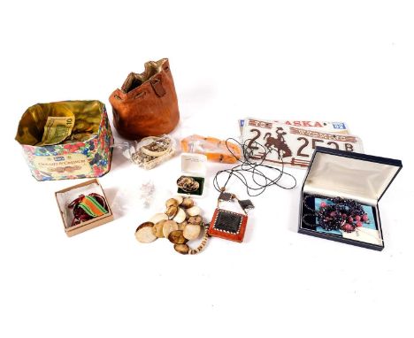 A selection of costume jewellery and collectibles, including: a silver twisted bangle, London 1988; and a similar silver twis
