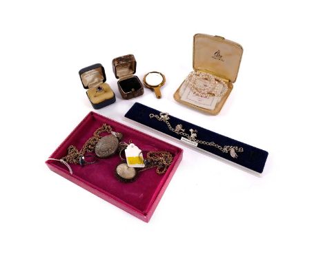 A 9ct gold ropetwist chain necklace, 51cms long; a similar gold ropetwist bracelet, stamped '9K'; and a fine gold chain, stam
