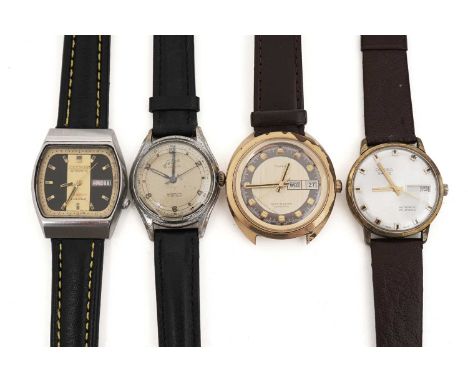 Four automatic wristwatches, by Oriosa, Timex, Felca, and Citizen, in steel and gilt-steel cases.