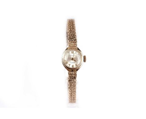 A 9ct gold cased manual wind cocktail watch, by Cortebert, on 9ct gold bracelet strap, with safety chain, 12.9g gross.