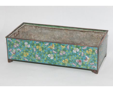 Cloisonne jardinere trough with zinc liner appx 15" x 7.5" x 4.5" deep  Condition - Enamel looks to be in good condition