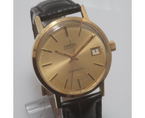 Gents vintage Omega Seamaster wristwatch in 18ct gold c. 1978 on black crocodile strap with Omega buckle 