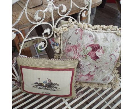 Two tapestry effect tasselled scatter cushions 