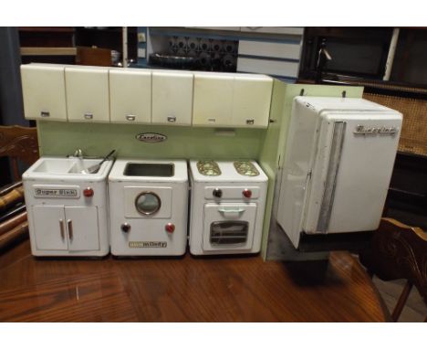 Vintage toy model kitchen with fridge, cooker etc. 