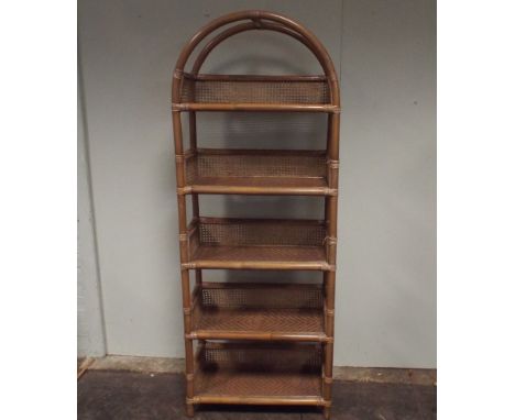 5 tier bamboo and wicker shelf unit 