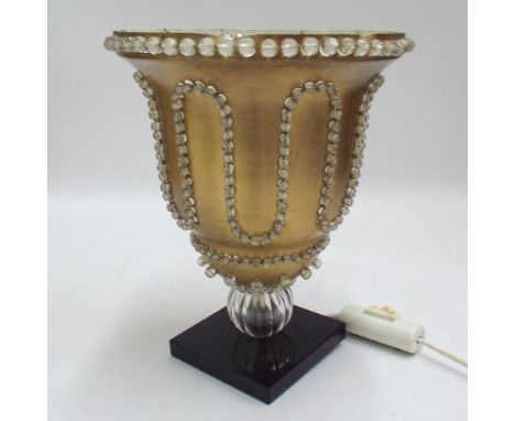 French bead decorated circular uplighter table lamp  - power cable removed