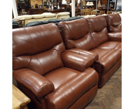 Sherbourne manual reclining two seater settee 3 piece lounge suite in brown leather 