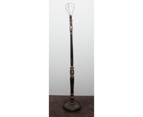 Chinese black lacquered standard lamp