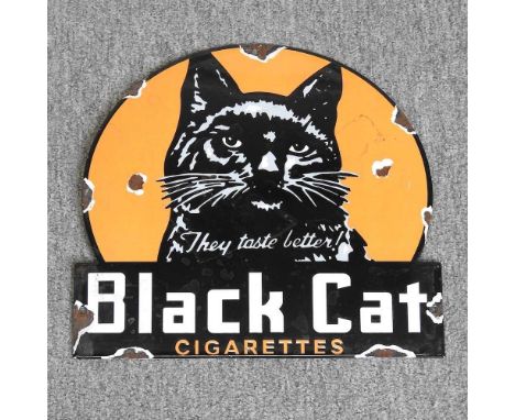 An enamel sign, modern, inscribed Black Cat Cigarettes, 28 x 30cm