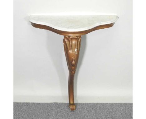 A gilt painted console table, with a marble top79w x 36d x 90h cm