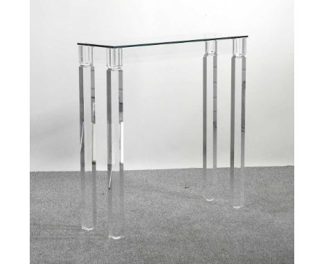 An Arteflex Italian designer perspex console table, with a glass top, by Giorgio Buganza, Italy100w x 30d x 100h cm