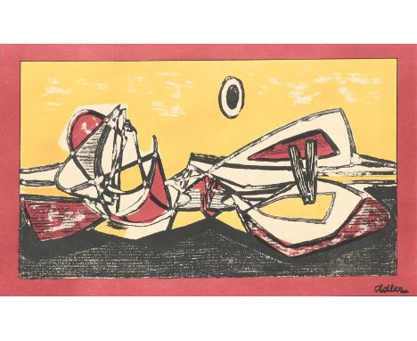 Yankel Adler (1895-1949) Untitled, (landscape), 1948 lithograph on paper, mounted, 'Lambeth Garden by William Crozier, a limi