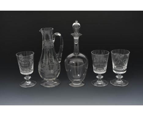 A James Powell &amp; Sons Whitefriars flint glass decanter and stopper,  shouldered ovoid body on applied foot, the cylindric