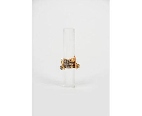‡Wendy Ramshaw CBE (1939-2018) Ring Tower with eight rings, 2009 eight 18ct gold,18ct white gold and 9ct rose gold rings, on 