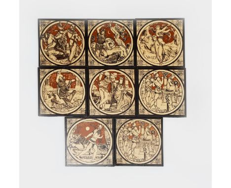A set of twelve Mintons Rural Scenes tiles designed by L T Swetnam, each printed in sepia, including Old Gateway Winchelsea, 