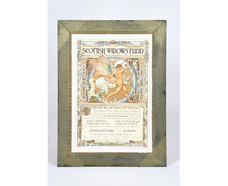 Walter Crane (1845-1915) Scottish Widow's Fund lithograph in colours, designed by Walter Crane and printed by R &amp; R Clark