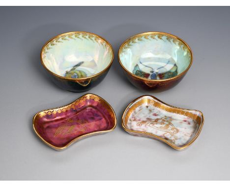 A Wedgwood Dragon Lustre miniature bowl designed by Daisy Makeig-Jones, pattern Z4827,  printed and painted in colours and gi