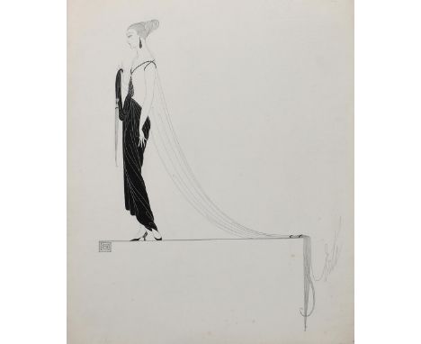 ‡Romain de Tirtoff (Erté), (1892-1990) Robe du Soir, (evening dress) Harper's Bazaar, No.579 serigraph on paper with white hi