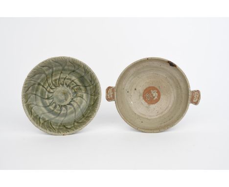 ‡Katharine Pleydell-Bouverie (1895-1985) a rare Cole Pottery stoneware dish, twin-handled, footed form, partially covered wit