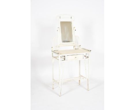 An Austrian Secessionist painted wood dressing table in the manner of J &amp; J Kohn, white painted  wood, central mirror abo