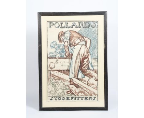 Sir Frank Brangwyn RA (1867-1956) Pollard's Storefitters a pair of lithographic posters, depicting a men sawing and planing, 