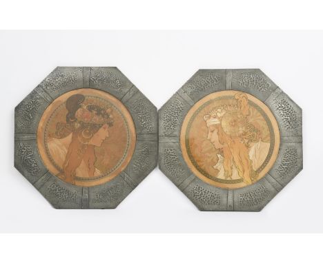 Alphonse Mucha (1860-1939) Byzantine Heads (Rennert/Weill 40) Tete Blonde and Tete Brunette, lithographs in colour on paper, 