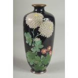 A JAPANESE CLOISONNE VASE, decorated with flora, (lacking base), 15cm high.
