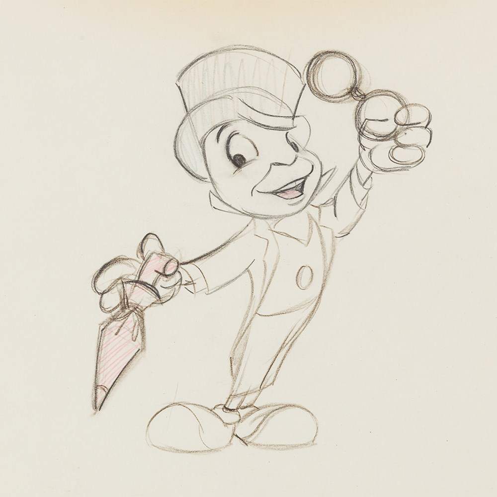 Walt Disney Studio, ‘Jiminy Cricket’, Pencil Sketch, 1960s Original ...