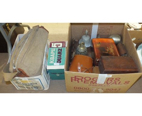 A Kbapu 5 Quartz ciné camera, other cameras, a pair of Regent 8 x 40 binoculars in case, various wooden boxes and miscellaneo