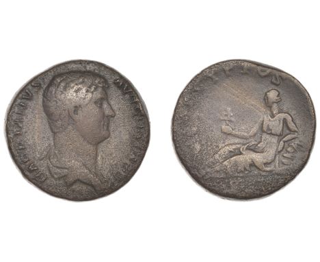 Roman Imperial Coinage, Hadrian, Sestertius, c. 130-3,  bare-headed draped bust right, rev. Ægyptos reclining left holding up