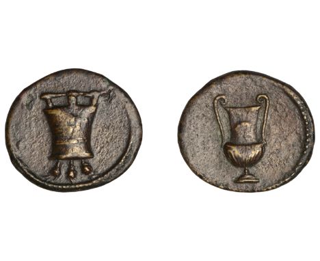 Roman Imperial Coinage, Anonymous, Tessera or Token, 1st century AD, kantharos, rev. modius, 3.06g (Rowan 14-5). Very fine, w