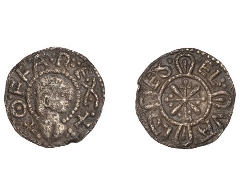 Kings of Mercia, Offa (757-96), Penny, Light coinage, Ethelweald, London, undraped, diademed bust right, rev. ed el va ld div