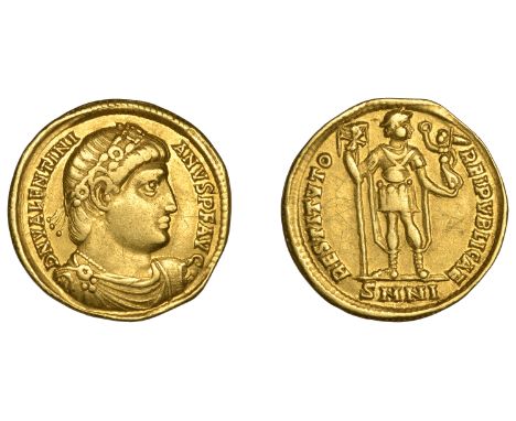 Roman Imperial Coinage, Valentinian, Solidus, Nicomedia, 364-7, d n valentinianvs p f avg, rosette-diademed bust right, rev. 