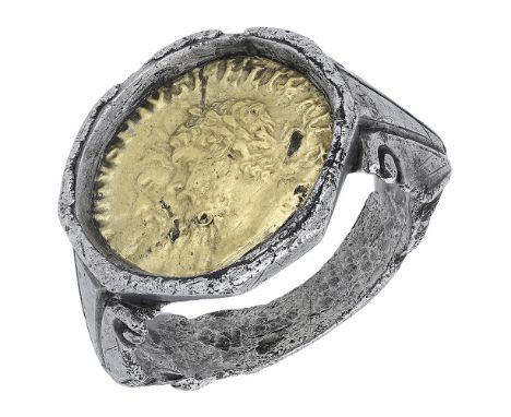 Roman, a silver ring of the emperor Postumus, c. 265-269, internal diameter 21 mm, weight 11.89g, Henig type VIII (keeled typ