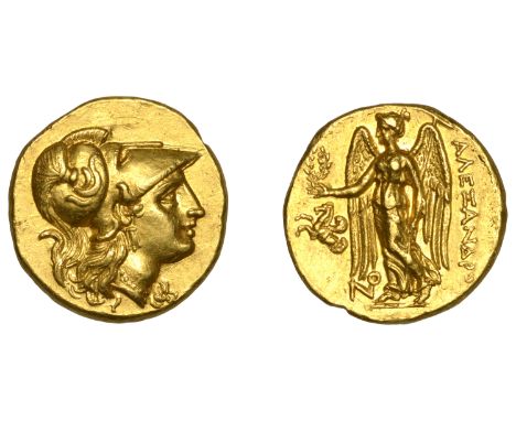 KINGS OF MACEDON, Alexander the Great, Stater, Lampsakos, c. 310-301, helmeted head of Athena right, rev. Nike standing left,