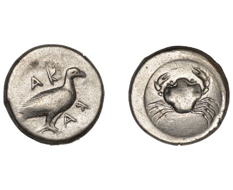 SICILY, Akragas, Period I, Gp IV, Didrachm, 480-470, eagle standing right, rev. crab within circular incuse, 8.53g (Westermar