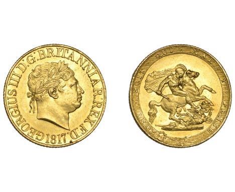 George III (1760-1820), New coinage, Sovereign, 1817 (M 1; S 3785). A few light rim marks, otherwise good extremely fine or b