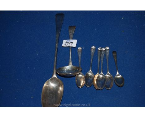 Miscellaneous Silver Spoons including tablespoon (mark not visible), ladle, teaspoons, etc.